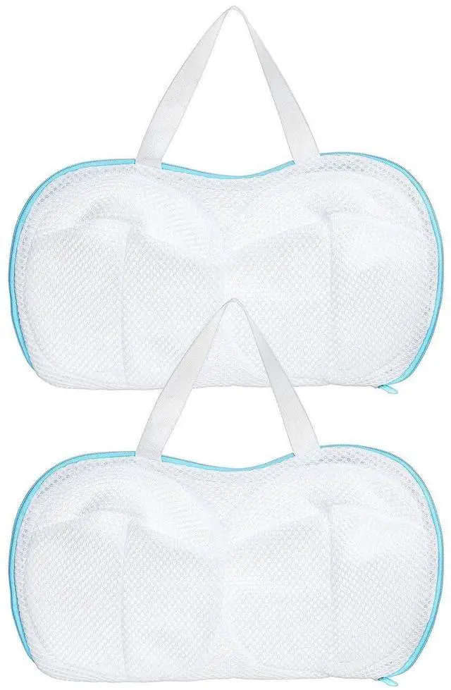 Main image of 2 Pack Bra Washing Bags for Laundry, Reusable Washable Bra Laundry Bag with Handle, Non-Deform Mesh Wash Bag for Washing Machine Storage Travel