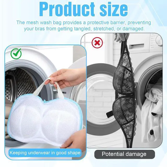 Alt view image 3 of 7 - 2 Pack Bra Washing Bags for Laundry, Reusable Washable Bra Laundry Bag with Handle, Non-Deform Mesh Wash Bag for Washing Machine Storage Travel
