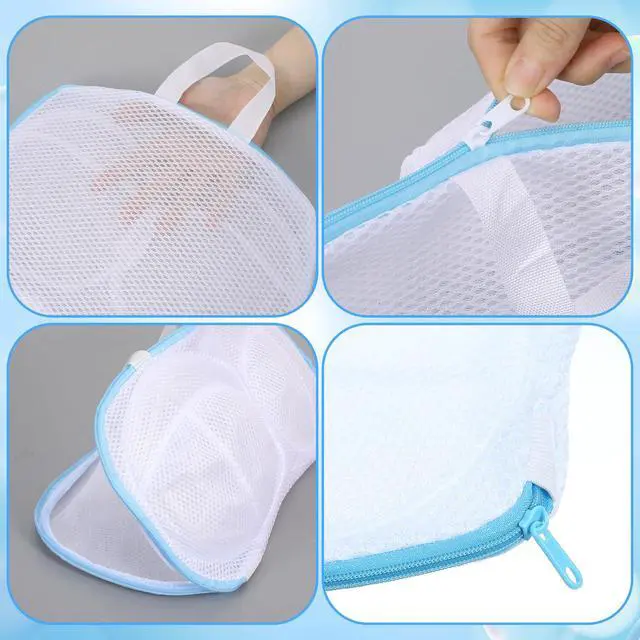 Alt view image 5 of 7 - 2 Pack Bra Washing Bags for Laundry, Reusable Washable Bra Laundry Bag with Handle, Non-Deform Mesh Wash Bag for Washing Machine Storage Travel