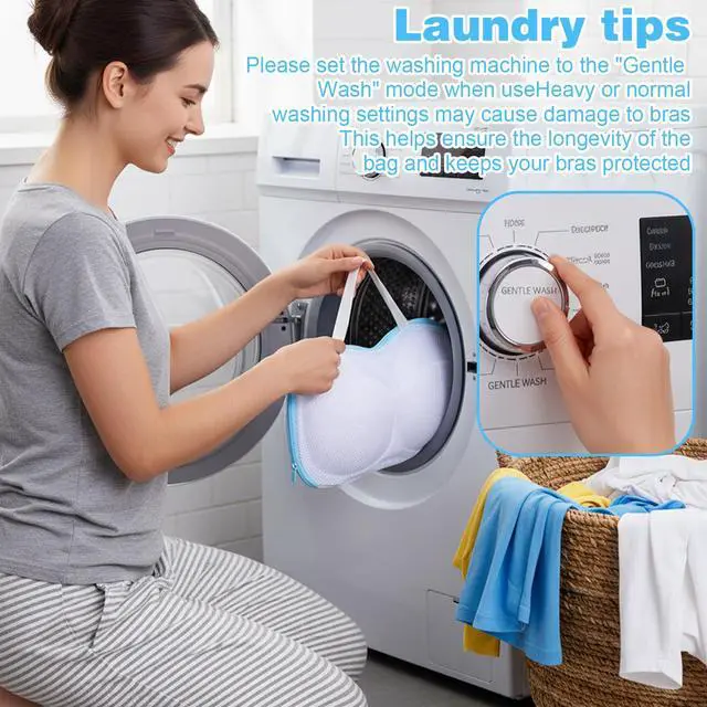 Alt view image 4 of 7 - 2 Pack Bra Washing Bags for Laundry, Reusable Washable Bra Laundry Bag with Handle, Non-Deform Mesh Wash Bag for Washing Machine Storage Travel
