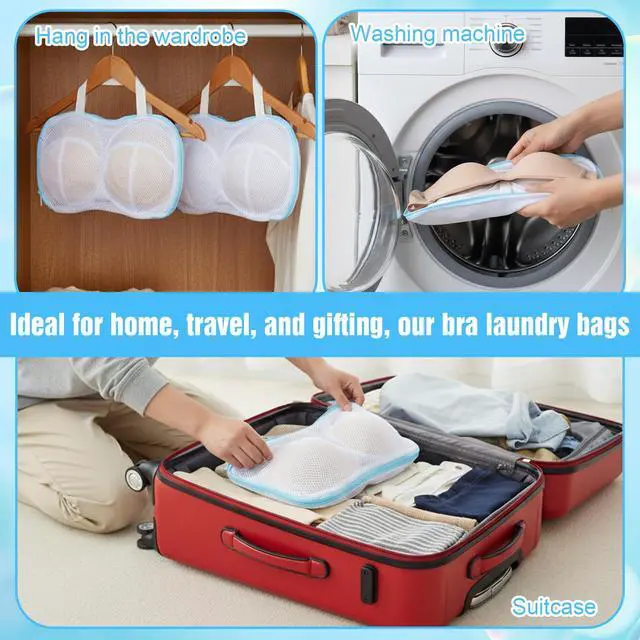 Alt view image 7 of 7 - 2 Pack Bra Washing Bags for Laundry, Reusable Washable Bra Laundry Bag with Handle, Non-Deform Mesh Wash Bag for Washing Machine Storage Travel