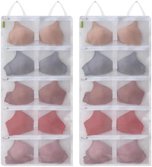 Main image of Laundry Bra Bag, 2 Pcs Bra Washing Bags, Lingerie Bags for Washing Delicates, Holds 10 D-F Cups Sizes, Underwear Brassiere Washing Bag with Zipper for Laundry Storage