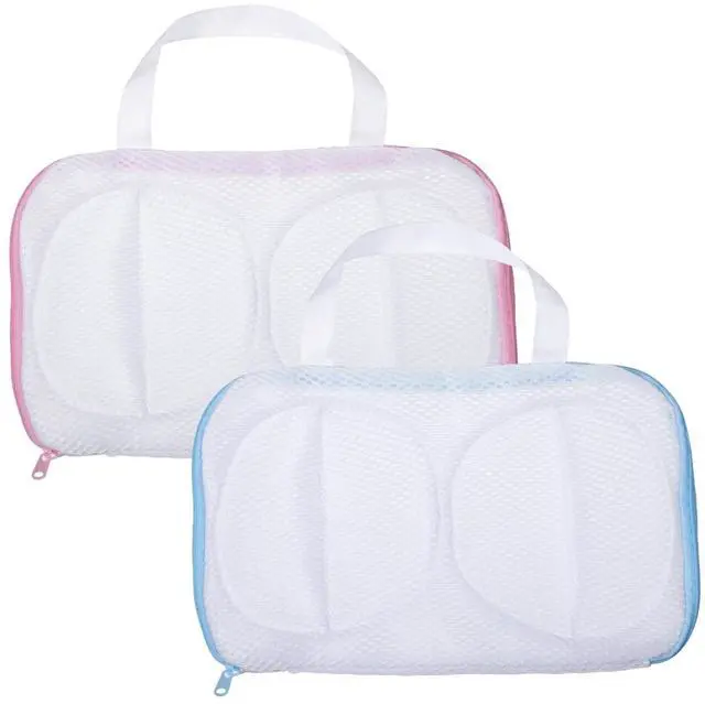 Main image of Bra Washing Bags for Laundry 2 Pcs Bra Laundry Bag with 3D Protective Bracket & Zipper Anti-Deformation BraWash Bag for Washing Machine & Storage, Women's Delicates Underwear(Applicable to A-C Cups)