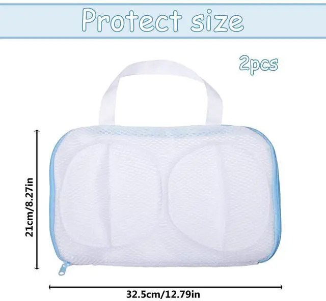 Alt view image 2 of 7 - Bra Washing Bags for Laundry 2 Pcs Bra Laundry Bag with 3D Protective Bracket & Zipper Anti-Deformation BraWash Bag for Washing Machine & Storage, Women's Delicates Underwear(Applicable to A-C Cups)
