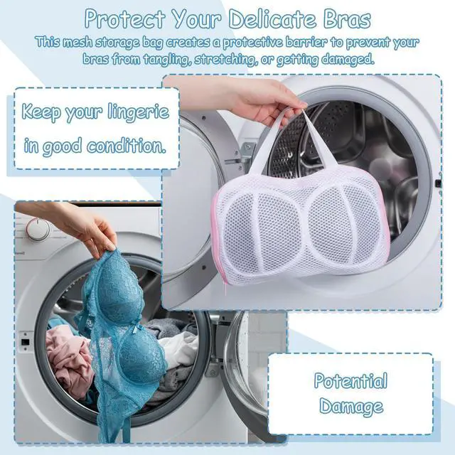 Alt view image 3 of 7 - Bra Washing Bags for Laundry 2 Pcs Bra Laundry Bag with 3D Protective Bracket & Zipper Anti-Deformation BraWash Bag for Washing Machine & Storage, Women's Delicates Underwear(Applicable to A-C Cups)