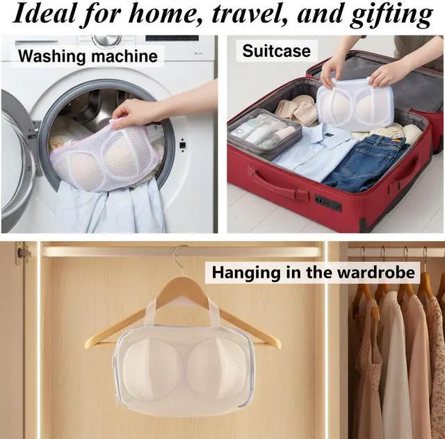 Alt view image 4 of 7 - Bra Washing Bags for Laundry 2 Pcs Bra Laundry Bag with 3D Protective Bracket & Zipper Anti-Deformation BraWash Bag for Washing Machine & Storage, Women's Delicates Underwear(Applicable to A-C Cups)