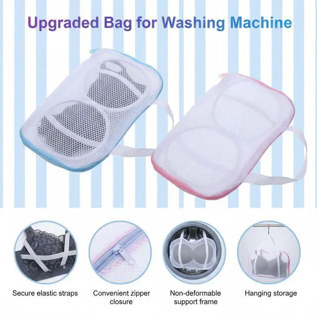 Alt view image 6 of 7 - Bra Washing Bags for Laundry 2 Pcs Bra Laundry Bag with 3D Protective Bracket & Zipper Anti-Deformation BraWash Bag for Washing Machine & Storage, Women's Delicates Underwear(Applicable to A-C Cups)