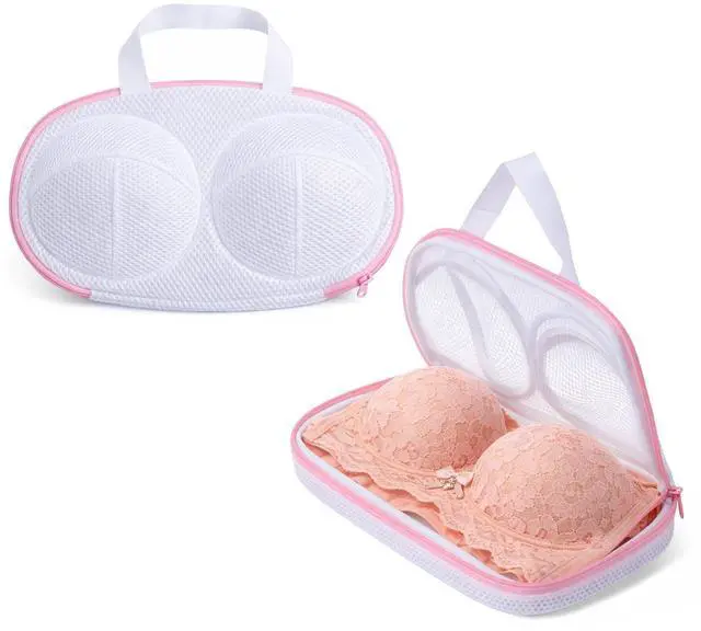 Main image of Bra Washing Bags for Laundry, 2 Pack Pink Underwear Brassiere Wash Bag Set Bra Bags for Wash Machine With Zipper Lingerie Bag for Washing Delicates Women Bras Washer Protector