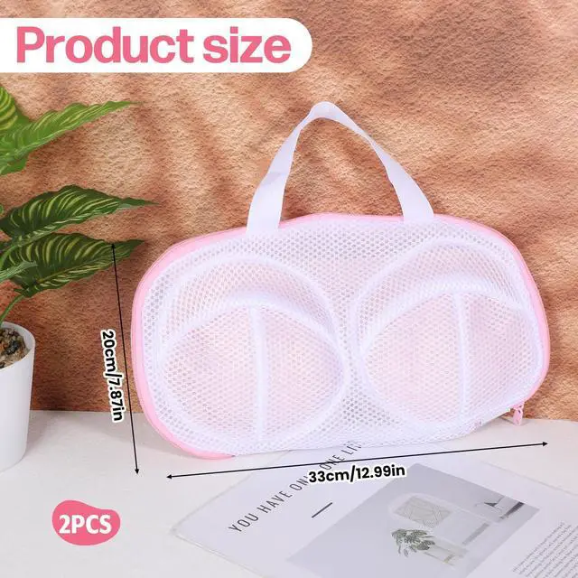 Alt view image 2 of 7 - Bra Washing Bags for Laundry, 2 Pack Pink Underwear Brassiere Wash Bag Set Bra Bags for Wash Machine With Zipper Lingerie Bag for Washing Delicates Women Bras Washer Protector