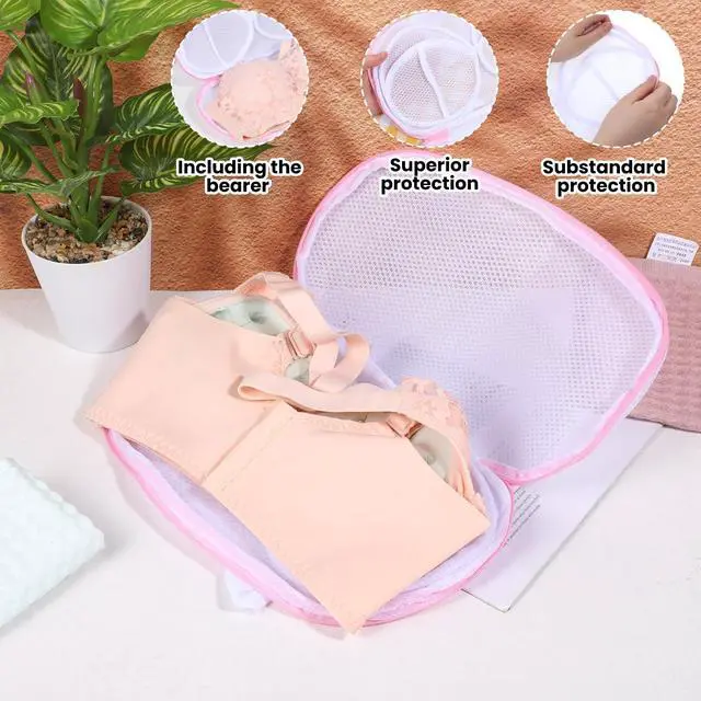 Alt view image 4 of 7 - Bra Washing Bags for Laundry, 2 Pack Pink Underwear Brassiere Wash Bag Set Bra Bags for Wash Machine With Zipper Lingerie Bag for Washing Delicates Women Bras Washer Protector