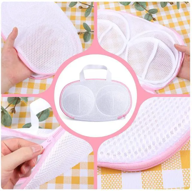 Alt view image 6 of 7 - Bra Washing Bags for Laundry, 2 Pack Pink Underwear Brassiere Wash Bag Set Bra Bags for Wash Machine With Zipper Lingerie Bag for Washing Delicates Women Bras Washer Protector