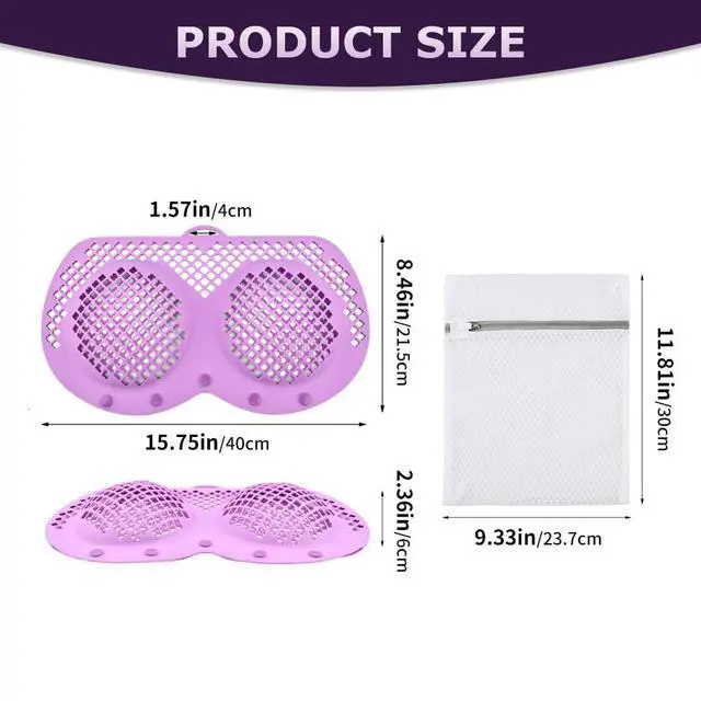 Alt view image 2 of 7 - Silicone Bra Washing Bags for Laundry + Mesh Laundry Bags - Reusable Delicates Laun dry Bag with with Snap Buttons (A-D Cups) for Bras, Underwear & Swimwear (COLOR:purple)