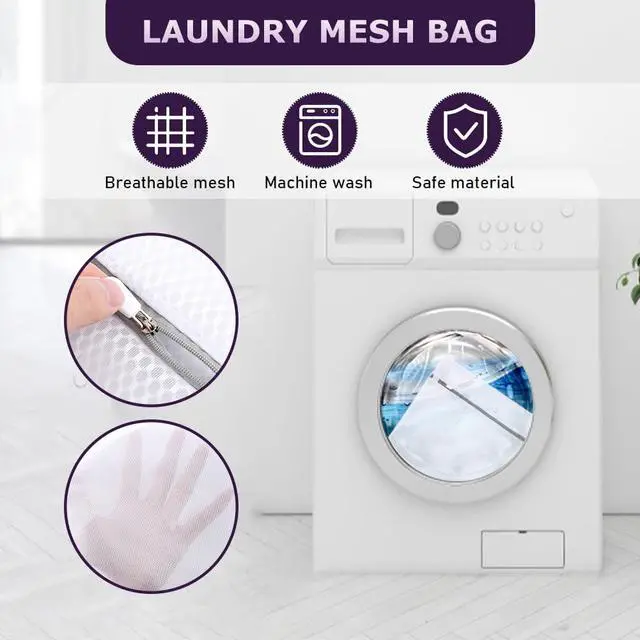 Alt view image 5 of 7 - Silicone Bra Washing Bags for Laundry + Mesh Laundry Bags - Reusable Delicates Laun dry Bag with with Snap Buttons (A-D Cups) for Bras, Underwear & Swimwear (COLOR:purple)