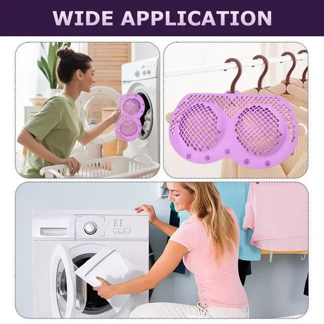 Alt view image 6 of 7 - Silicone Bra Washing Bags for Laundry + Mesh Laundry Bags - Reusable Delicates Laun dry Bag with with Snap Buttons (A-D Cups) for Bras, Underwear & Swimwear (COLOR:purple)