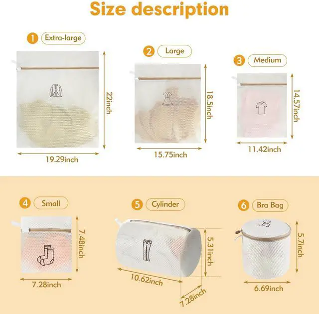 Alt view image 5 of 7 - 6-Piece Bag Double-layer thickened mesh laundry bags,Essential items at home,Exquisite laundry bags suitable for clothes, trousers, socks and underwear