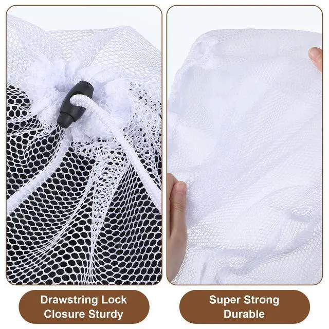 Alt view image 3 of 7 - 2Pcs Mesh Laundry Bags, White Travel Small Laundry Sock Bag, Machine Washable Drawstring Mesh Bags, Sock Bag for Home Dorm Hotel Travel Use(12×16Inch, 16×20Inch)