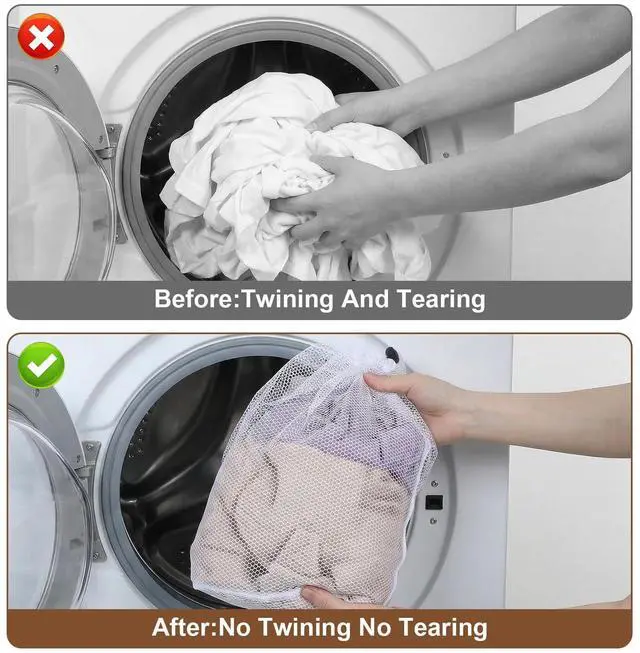 Alt view image 6 of 7 - 2Pcs Mesh Laundry Bags, White Travel Small Laundry Sock Bag, Machine Washable Drawstring Mesh Bags, Sock Bag for Home Dorm Hotel Travel Use(12×16Inch, 16×20Inch)