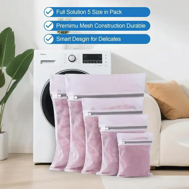 Alt view image 2 of 7 - 5Pcs Laundry Bags Mesh Wash Bags, Delicate Laundry Bags for Clothes, Hosiery, Underwear, Bed linen - 5 Size