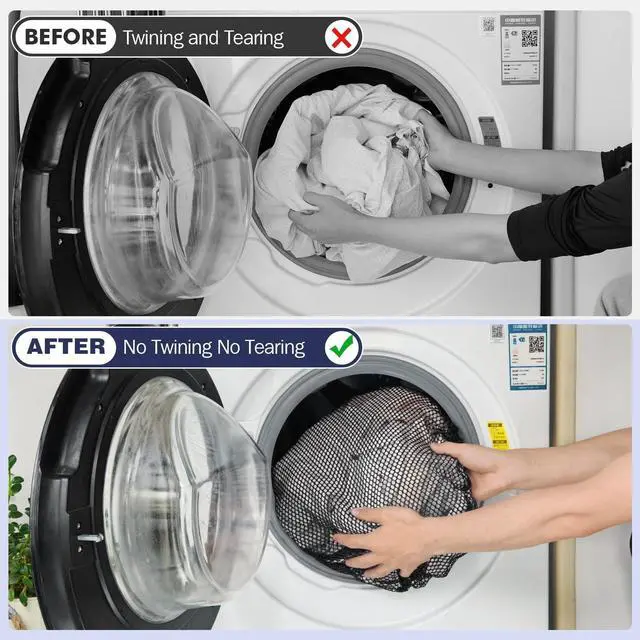 Alt view image 2 of 7 - 4Pcs Mesh Laundry Bags, Sturdy Laundry Bags for College, Dorm, Travel, Famliy and Apartment with Drawstring Closure(4 Szie, Black)
