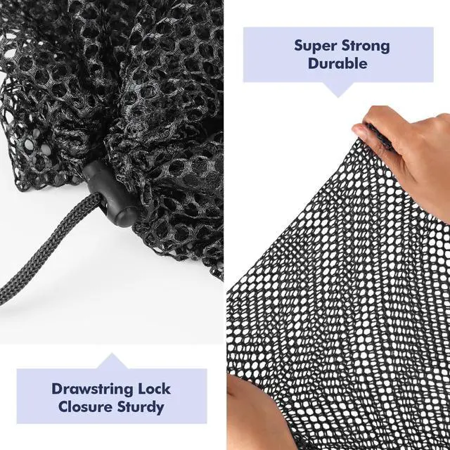 Alt view image 5 of 7 - 4Pcs Mesh Laundry Bags, Sturdy Laundry Bags for College, Dorm, Travel, Famliy and Apartment with Drawstring Closure(4 Szie, Black)