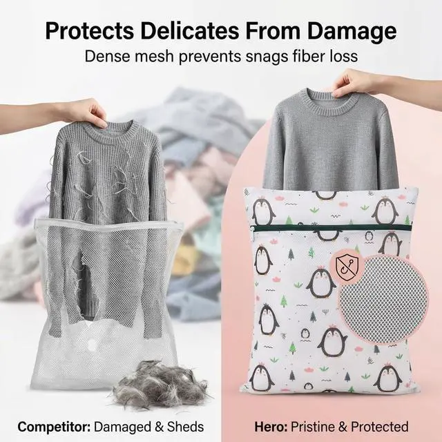 Alt view image 3 of 6 - Mesh Laundry Bags for Delicates 5-Pack (Bra Bag + S/M/L/XL) | Durable Honeycomb Mesh, Protects Clothing in Washer & Dryer, Travel Organizer Ideal for Bras, Lingerie, Sweaters