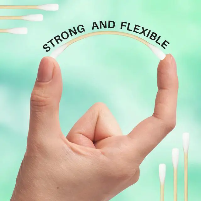 Alt view image 3 of 5 - 400 Bamboo Cotton Swabs, Dual Tipped, 3 Inch 100% Biodegradable Natural Cotton Qtips for Ears, Makeup, Cleaning, Home, Baby Care (400 Count)