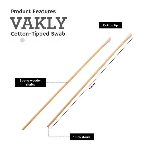 Alt view image 2 of 7 - Sterile Cotton Tipped Applicators 6 in (200 Pack) Long Wooden Cotton Swab Sticks for Medical, First Aid, Cleaning, Crafts & Lab Use