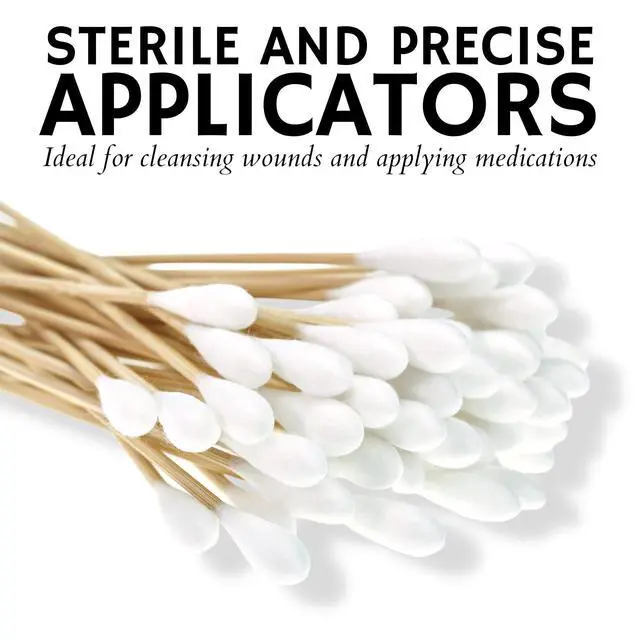 Alt view image 4 of 7 - Sterile Cotton Tipped Applicators 6 in (200 Pack) Long Wooden Cotton Swab Sticks for Medical, First Aid, Cleaning, Crafts & Lab Use