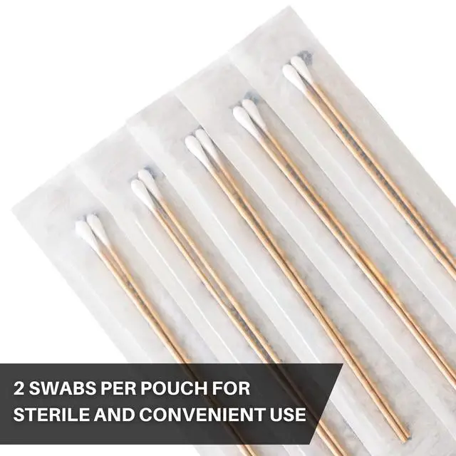 Alt view image 6 of 7 - Sterile Cotton Tipped Applicators 6 in (200 Pack) Long Wooden Cotton Swab Sticks for Medical, First Aid, Cleaning, Crafts & Lab Use