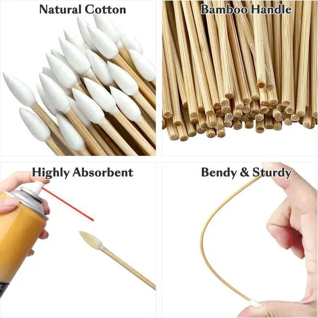 Alt view image 3 of 7 - 6 Inch Long Cotton Swabs for Precision Cleaning - Ideal for Electronics, Guns, Pet Care, Makeup, Crafts, Jewelry, Natural Cotton & Durable Bamboo for Enthusiasts in Home, Beauty 200 Pointed