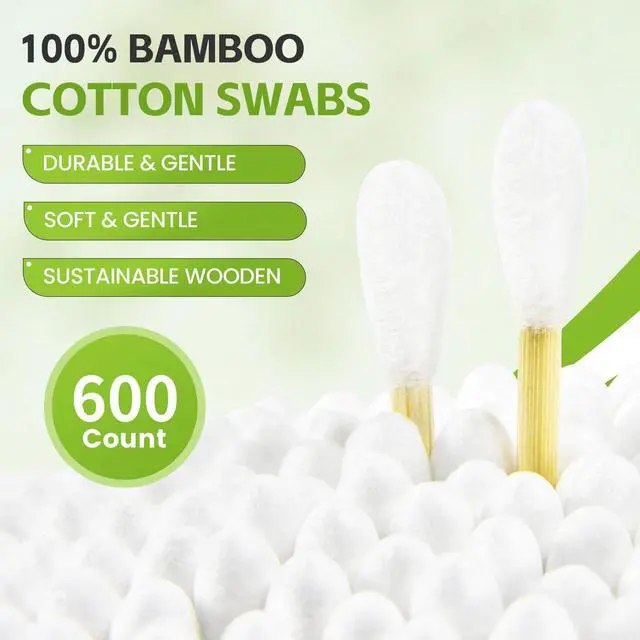 Alt view image 2 of 7 - Bamboo Cotton Swabs 600 Count with Paper Box - Double Tipped Ear Swabs - Cotton Buds for Ear Wax Removal, Beauty Care, Nail Care, Crafts, Removing Dust & Dirt