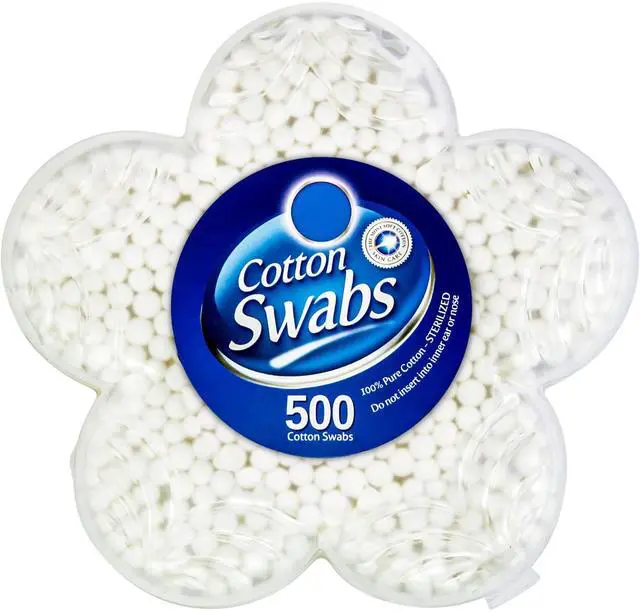Main image of 500 Cotton Swabs, Doubled Tipped, Sterilized, 100% Pure Cotton Qtips for Cleaning, Home, Makeup, Pet and Baby Care, Random Color (500 Count)