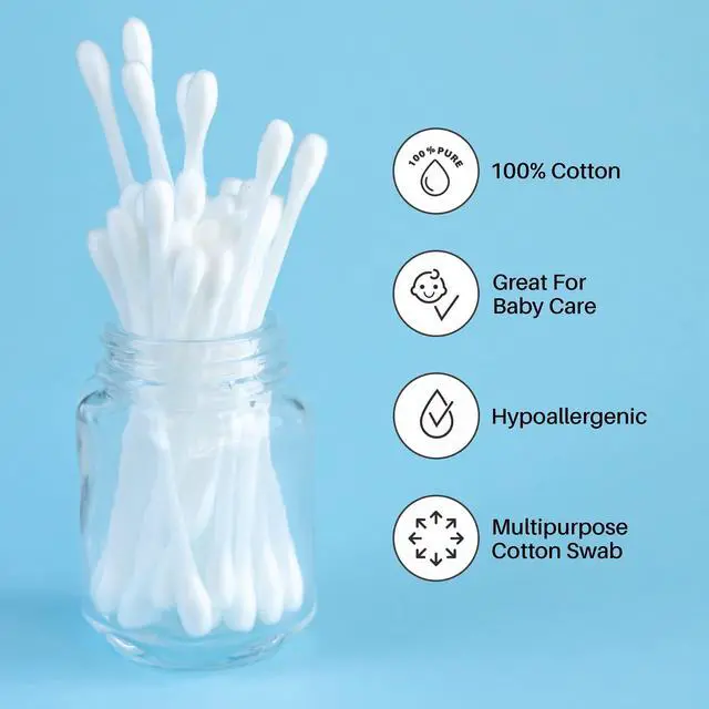 Alt view image 4 of 5 - 500 Cotton Swabs, Doubled Tipped, Sterilized, 100% Pure Cotton Qtips for Cleaning, Home, Makeup, Pet and Baby Care, Random Color (500 Count)