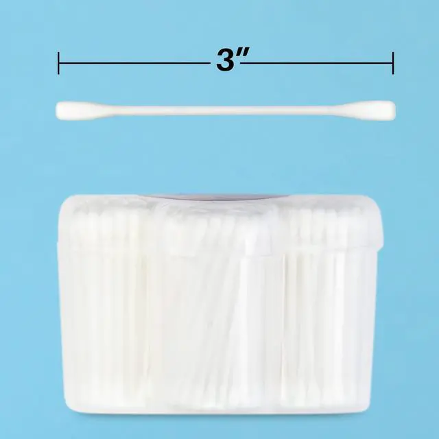 Alt view image 3 of 5 - 500 Cotton Swabs, Doubled Tipped, Sterilized, 100% Pure Cotton Qtips for Cleaning, Home, Makeup, Pet and Baby Care, Random Color (500 Count)