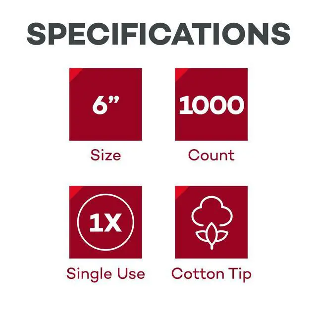 Alt view image 2 of 7 - 6" Cotton-Tipped Wood Applicators 1,000 Non-Sterile Cotton-Tipped Applicators, 100 Applicators Per Pouch, Ideal for Application of Medication, Cleaning Skin, Arts and Crafts and More