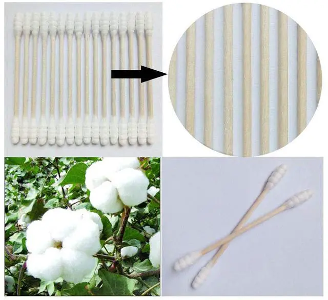 Alt view image 2 of 6 - 800Count Wood Stick Cotton Swabs, Spiral Tips, for Personal Care,Home Clean