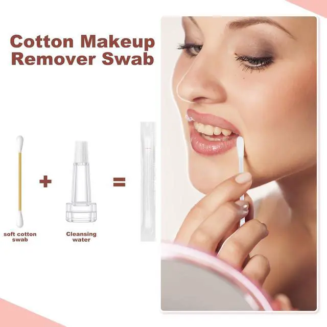 Alt view image 3 of 6 - Cotton Swabs,Cotton Makeup Remover Swabs,Eye & Lip Sticks Remover,Liquid-Filled Makeup Remover Swabs Disposable Cotton Swabs for Eye/Lip/Eyebrow/Eyelash Makeup (Pack of 100)
