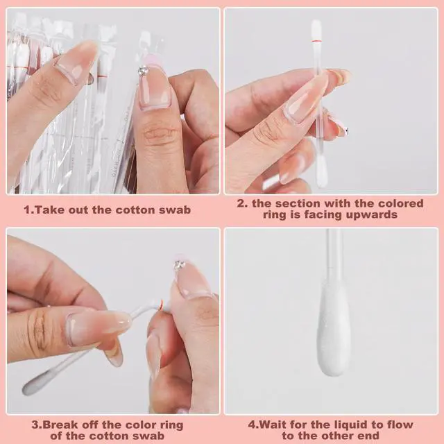 Alt view image 4 of 6 - Cotton Swabs,Cotton Makeup Remover Swabs,Eye & Lip Sticks Remover,Liquid-Filled Makeup Remover Swabs Disposable Cotton Swabs for Eye/Lip/Eyebrow/Eyelash Makeup (Pack of 100)