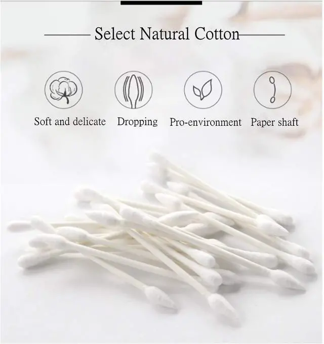 Alt view image 5 of 7 - Cotton Swabs 800 Pieces, Double Precision Tips with Paper Stick, 4 Packs of 200 Pieces (Pointed+Spiral Head)
