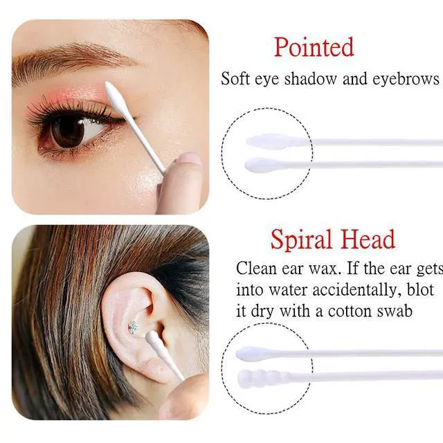 Alt view image 7 of 7 - Cotton Swabs 800 Pieces, Double Precision Tips with Paper Stick, 4 Packs of 200 Pieces (Pointed+Spiral Head)
