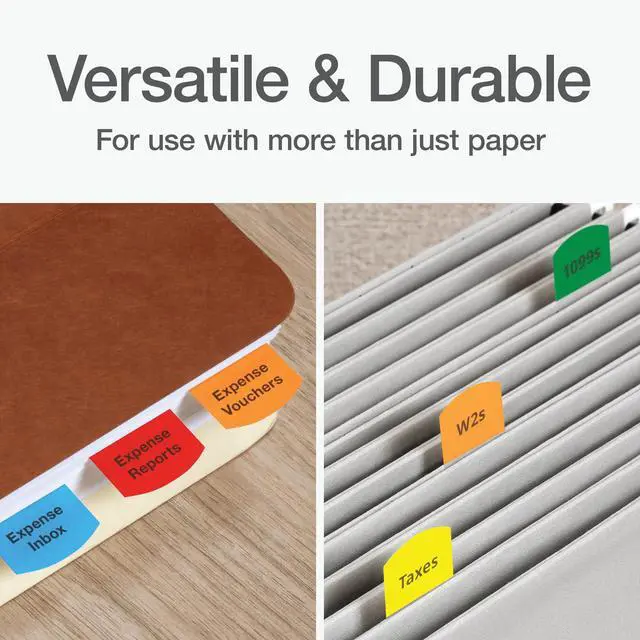 Alt view image 4 of 6 - Laser Printable Tabs, Permanent Index Tabs, Customizable Adhesive Labels, Assorted Primary Colors, 1.125" x 1.25", 100 Per Pack (1006555)