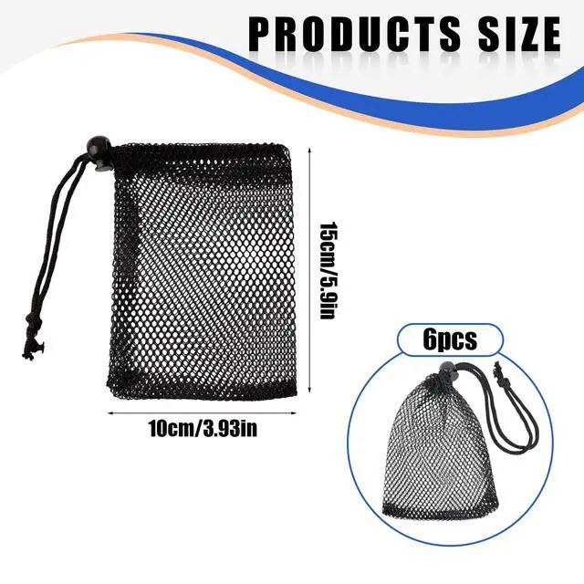 Alt view image 2 of 6 - 6Pcs Small Mesh Drawstring Bags - 6'' x 4'' Breathable Nylon Storage Bags for Travel, Underwear, Toys - Portable Organizer Pouches W/Toggle Closure for Gym, Camping, Laundry - Multi-Use