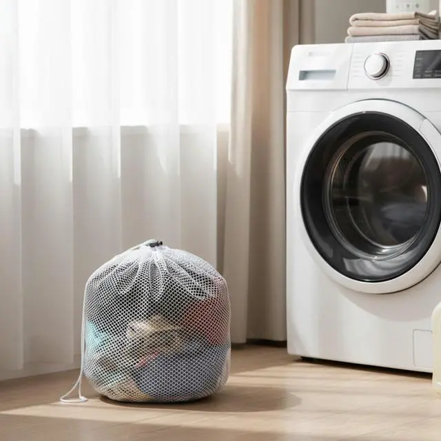 Alt view image 4 of 7 - Small Laundry Bags Mesh for Delicates - White Polyester Wash Bags with Drawstring for Socks, Lingerie, Travel, Dorm, Machine Washable, 15.75×18.9 inches