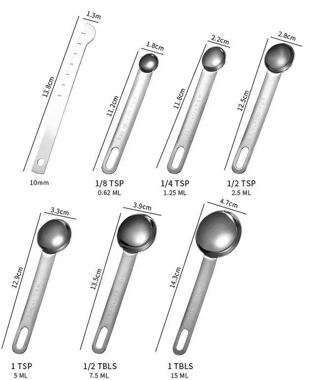 Alt view image 2 of 7 - Tablespoon Measuring Spoons Set,7 PCS Metal Measuring Spoons,Stainless Steel Measuring Spoons for Cooking Bakeing
