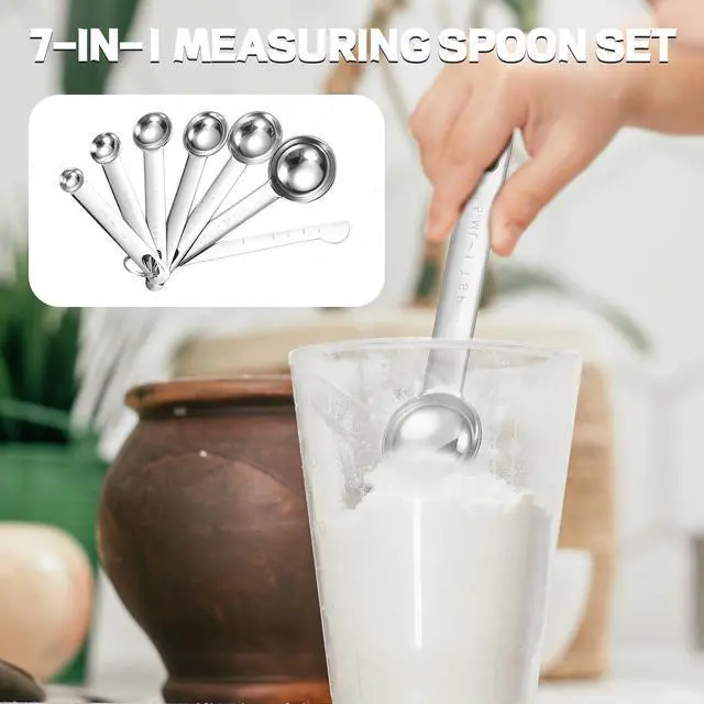 Alt view image 6 of 7 - Tablespoon Measuring Spoons Set,7 PCS Metal Measuring Spoons,Stainless Steel Measuring Spoons for Cooking Bakeing