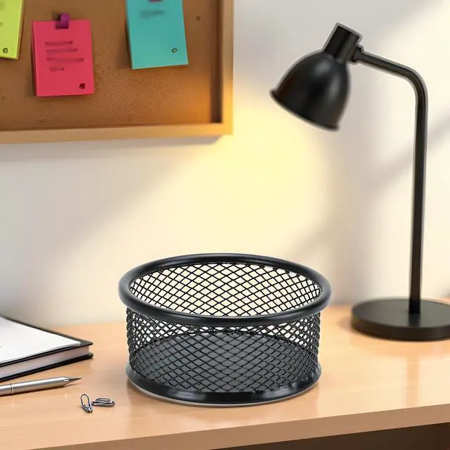 Alt view image 6 of 7 - 1Pc Black Metal Paper Clip Holder Mesh Paperclip Bowl Binder Clip Dispenser Desk Bobby Pin Container Organizer for Home Office Classroom School Desk Supplies Holders Dispensers