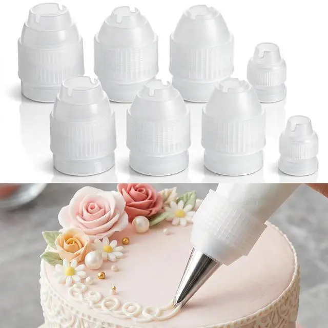 Main image of 8 Pcs Couplers for Piping Bags, 4 Sizes Piping Bag Couplers for Cake Decorating, Pastry Bag Coupler for Bags, Icing Nozzles