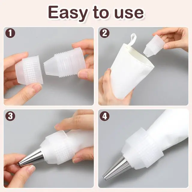 Alt view image 3 of 7 - 8 Pcs Couplers for Piping Bags, 4 Sizes Piping Bag Couplers for Cake Decorating, Pastry Bag Coupler for Bags, Icing Nozzles