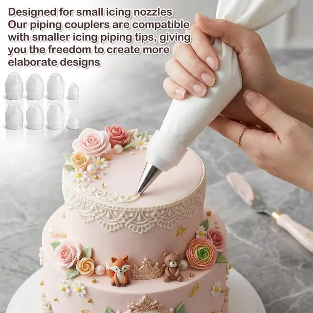 Alt view image 6 of 7 - 8 Pcs Couplers for Piping Bags, 4 Sizes Piping Bag Couplers for Cake Decorating, Pastry Bag Coupler for Bags, Icing Nozzles