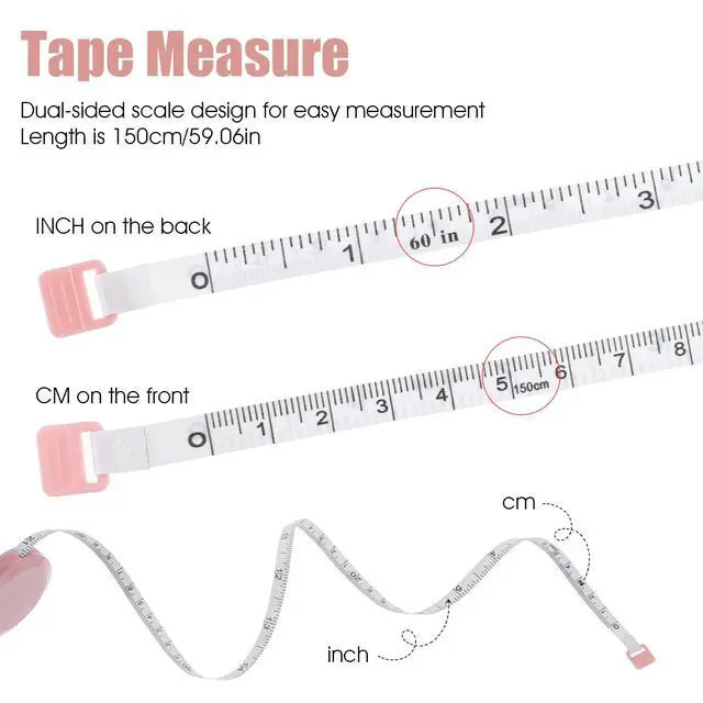 Alt view image 2 of 7 - 3 PCS Measuring Tape for Body 60inch/150cm Keychain Tape Measure